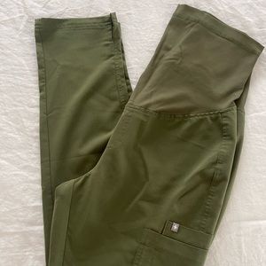 Figs Yola Maternity Scrub Pants Olive Green Size S